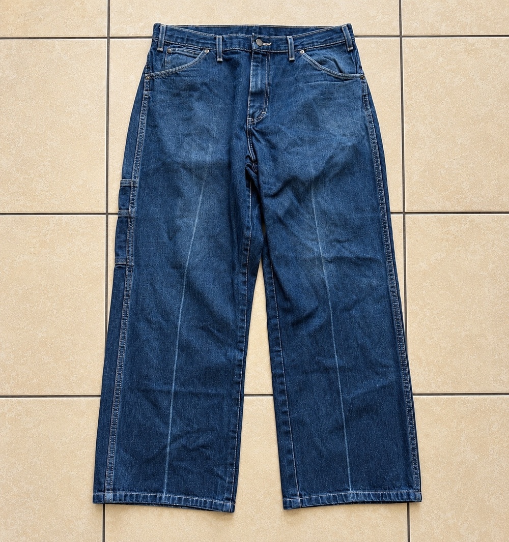 Dickies Jeans Mens 38x30 Blue Relaxed Straight Denim Carpenter Workwear Utility